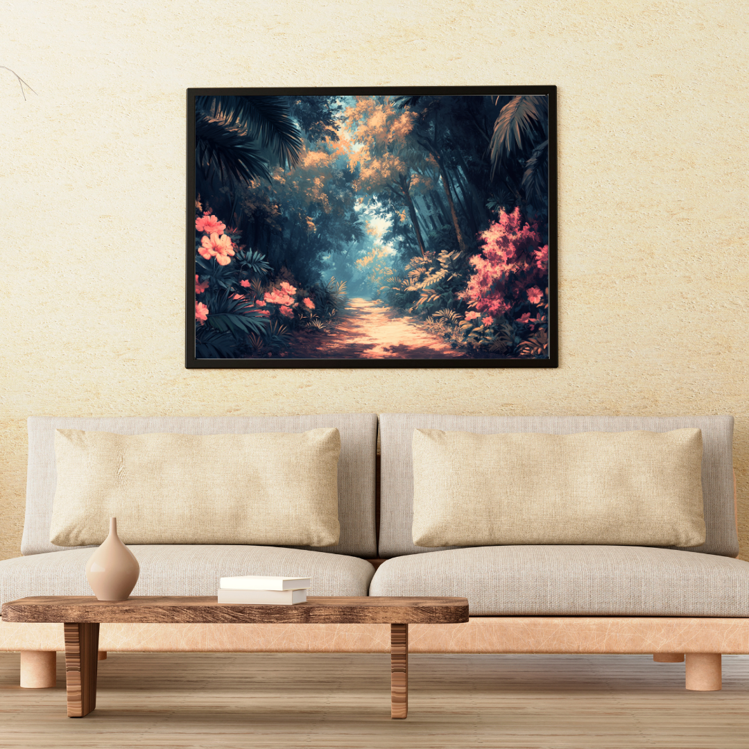 Amazon Rainforest: Lush canopy, Exotic flowers, and Majestic trees - Landscape Art