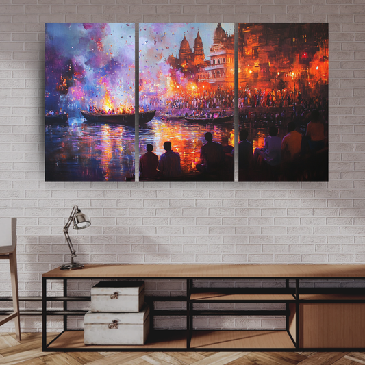 Ganga Aarti in Varanasi: Vibrant colors, sacred Ganges River, and spiritual energy - Landscapes