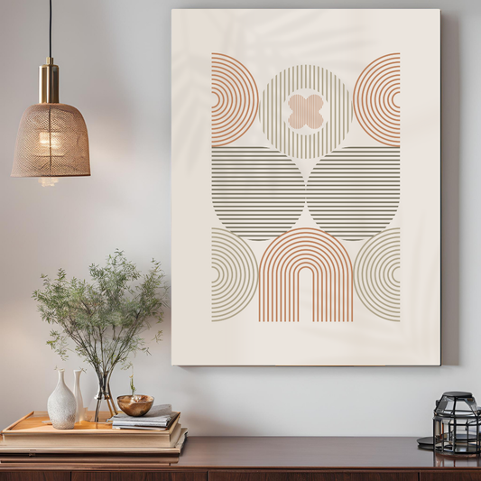 Pastel Beige Geometric Coupled Boho Art