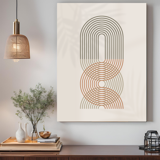 Pastel Beige Geometric Encircled Boho Art