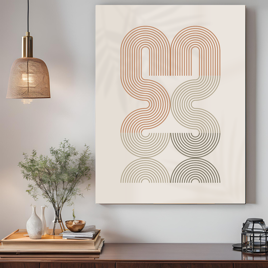 Pastel Beige Geometric Warp Boho Art