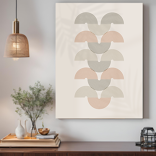 Pastel Beige Semi Circle Boho Art