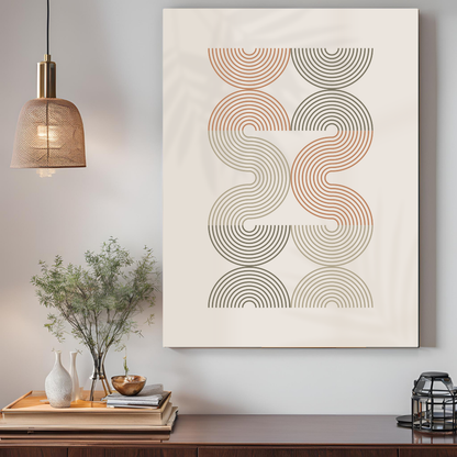 Pastel Beige Wave Line Boho Art