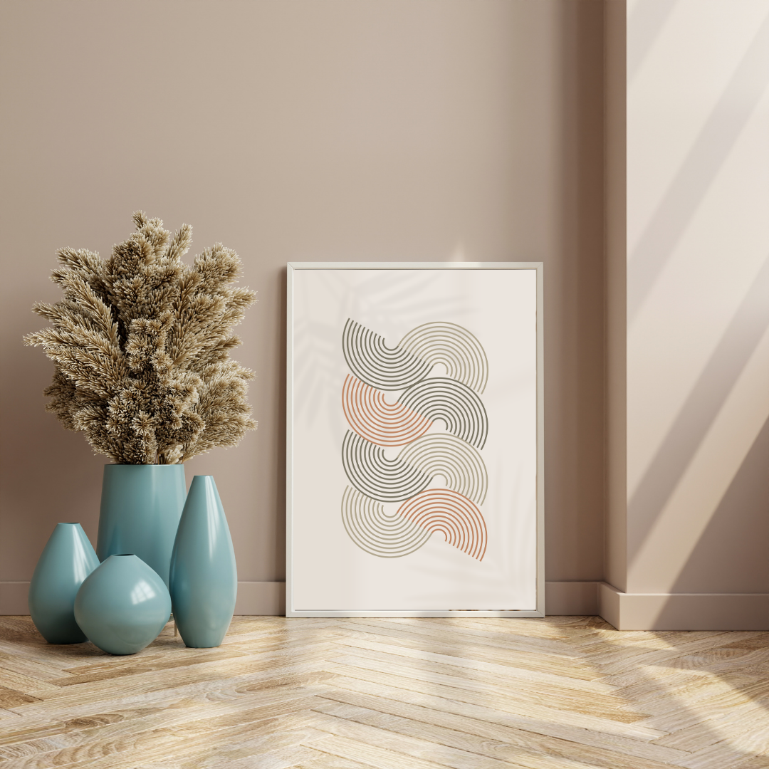 Pastel Beige Coupled Circle Boho Art