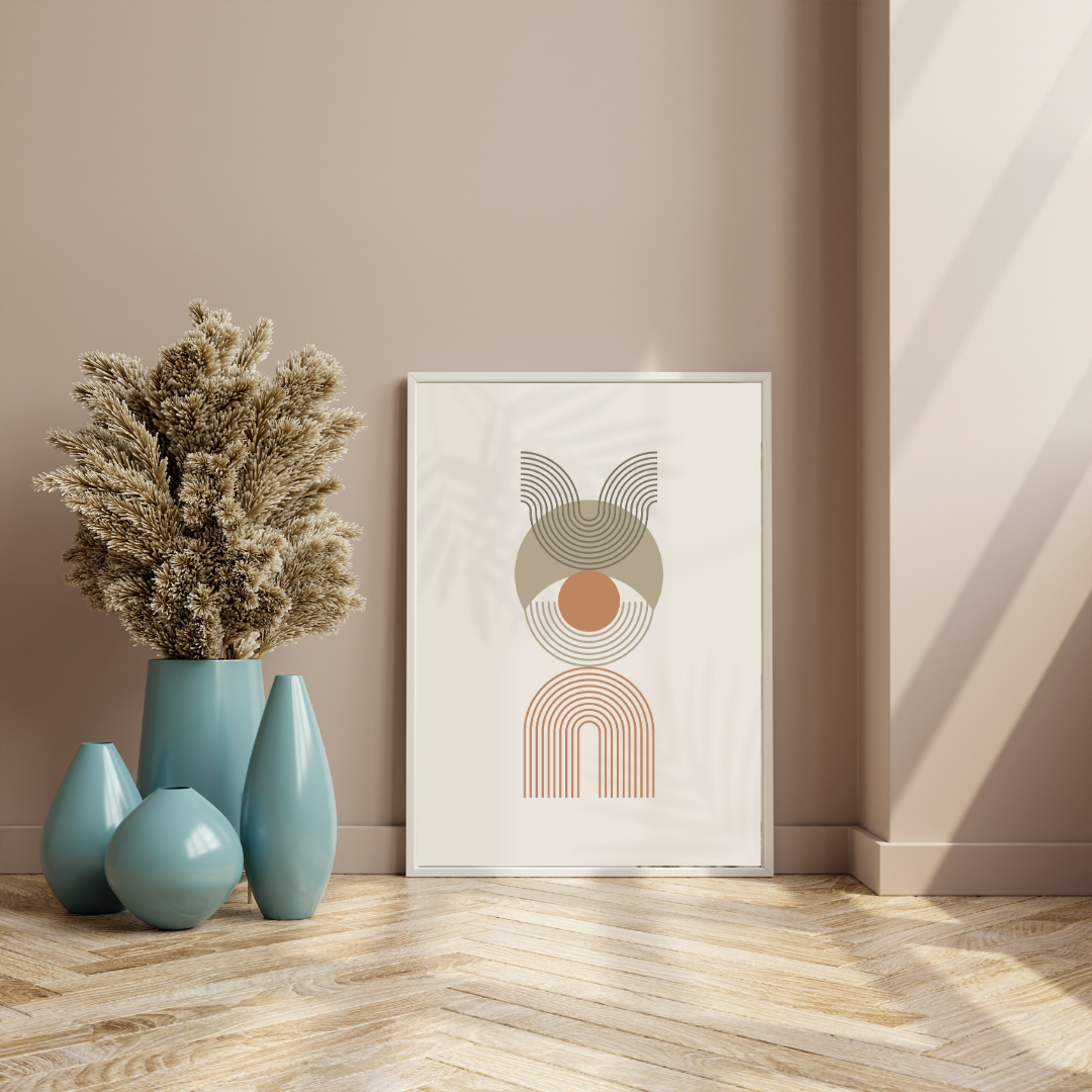 Pastel Beige Geometric Boho Art