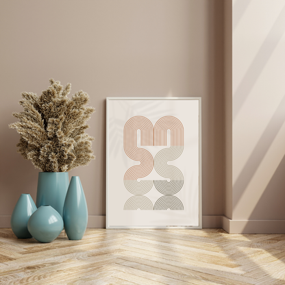 Pastel Beige Geometric Warp Boho Art