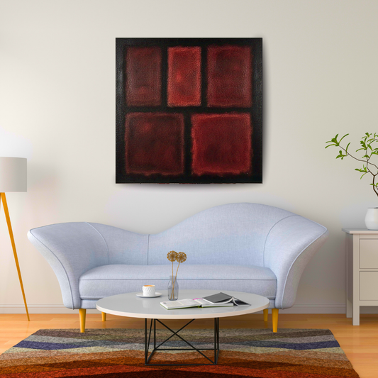 Five Darks in Red-  Abstract Art